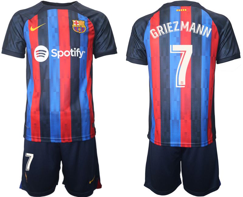 Men 2022-2023 Club Barcelona home blue #7 Soccer Jersey